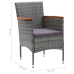 Juego muebles jardín 5 pzas con cojines ratán sintético gris