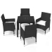 Juego muebles jardín 5 pzas con cojines ratán sintético negro