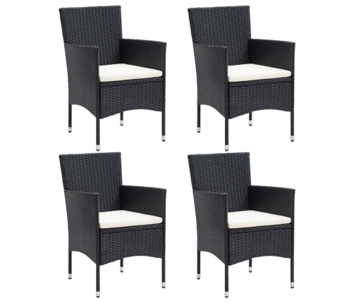 Juego muebles jardín 5 pzas con cojines ratán sintético negro