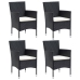 Juego muebles jardín 5 pzas con cojines ratán sintético negro
