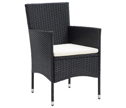 Juego muebles jardín 5 pzas con cojines ratán sintético negro