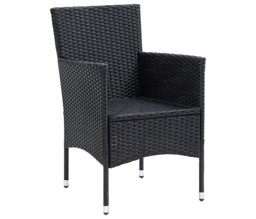 Juego muebles jardín 5 pzas con cojines ratán sintético negro