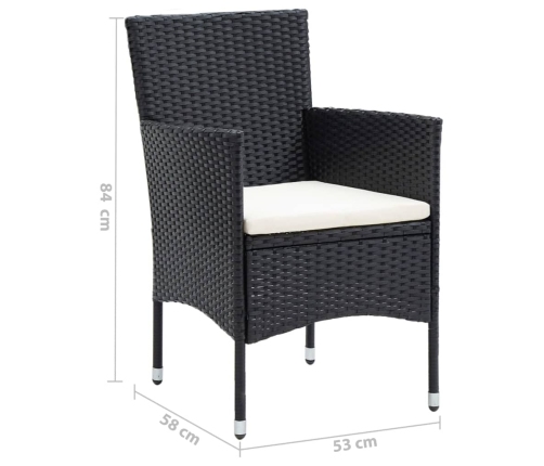 Juego muebles jardín 5 pzas con cojines ratán sintético negro