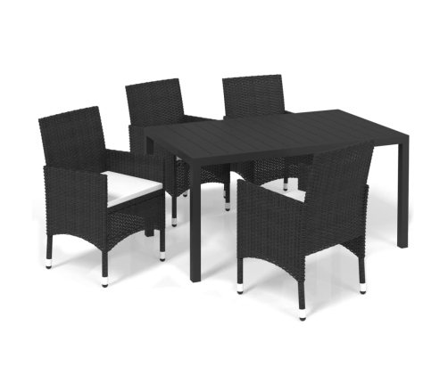 Juego muebles jardín 5 pzas con cojines ratán sintético negro