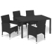 Juego muebles jardín 5 pzas con cojines ratán sintético negro