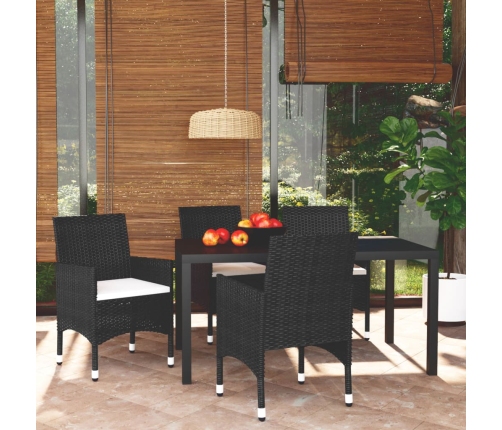 Juego muebles jardín 5 pzas con cojines ratán sintético negro
