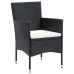 Set de comedor de jardín 7 pzas y cojines ratán sintético negro