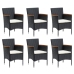 Set de comedor de jardín 7 pzas y cojines ratán sintético negro