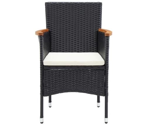 Set de comedor de jardín 7 pzas y cojines ratán sintético negro