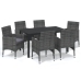 Set de muebles jardín 7 pzas con cojines ratán sintético gris