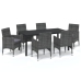 Juego muebles jardín 7 pzas con cojines ratán sintético gris