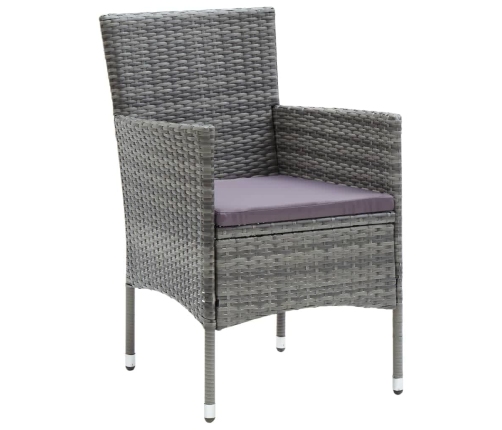 Juego muebles jardín 7 pzas con cojines ratán sintético gris