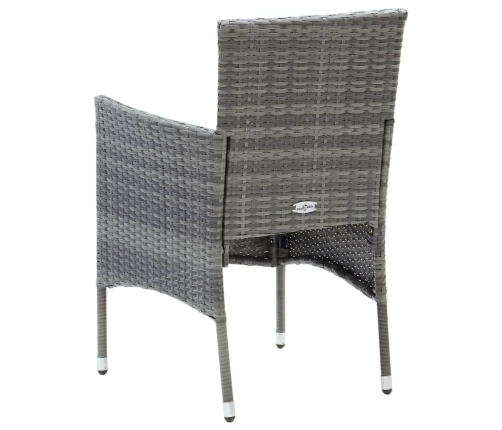 Juego muebles jardín 7 pzas con cojines ratán sintético gris