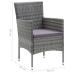 Juego muebles jardín 7 pzas con cojines ratán sintético gris