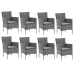 Set de muebles jardín 9 pzas con cojines ratán sintético gris