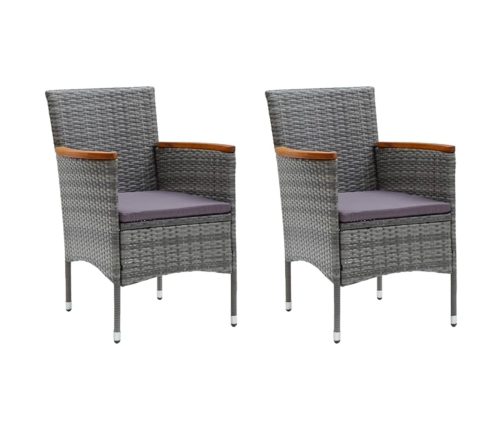 Juego muebles jardín 3 pzas con cojines ratán sintético gris