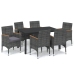 Set de muebles jardín 7 pzas con cojines ratán sintético gris