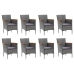 Set de muebles jardín 9 pzas con cojines ratán sintético gris