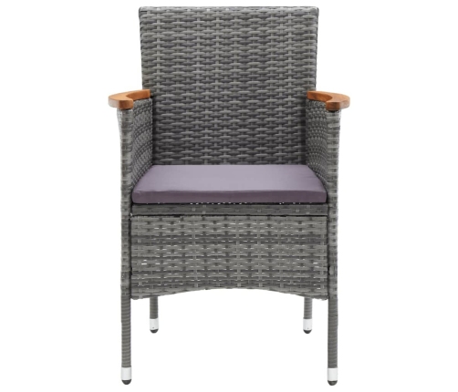 Set de muebles jardín 9 pzas con cojines ratán sintético gris