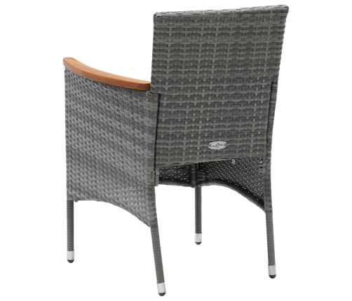 Set de muebles jardín 9 pzas con cojines ratán sintético gris