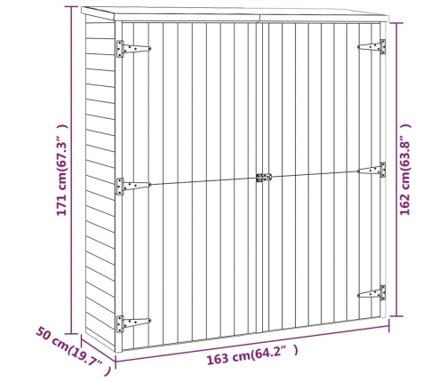 Cobertizo de herramientas madera pino maciza 163x50x171 cm