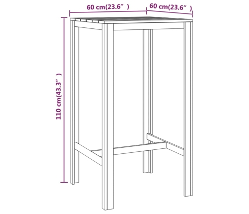 Mesa de bar madera de pino impregnada 60x60x110 cm