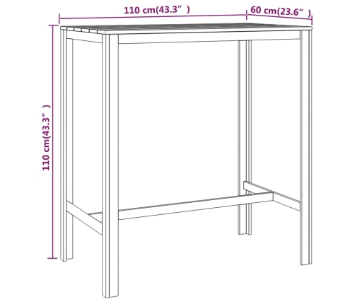 Mesa de bar de madera de pino impregnada 110x60x110 cm