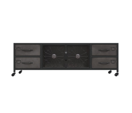 Mueble de TV de hierro plateado 110x30x40 cm