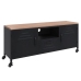 Mueble TV hierro y madera maciza de abeto negro 110x30x43 cm