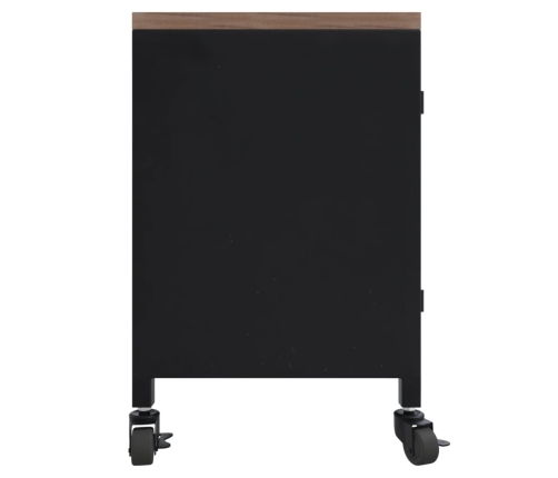 Mueble TV hierro y madera maciza de abeto negro 110x30x43 cm