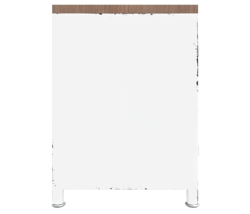 Mueble de TV hierro y madera maciza de abeto blanco 110x30x40cm