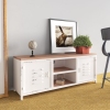 Mueble de TV hierro y madera maciza de abeto blanco 110x30x40cm