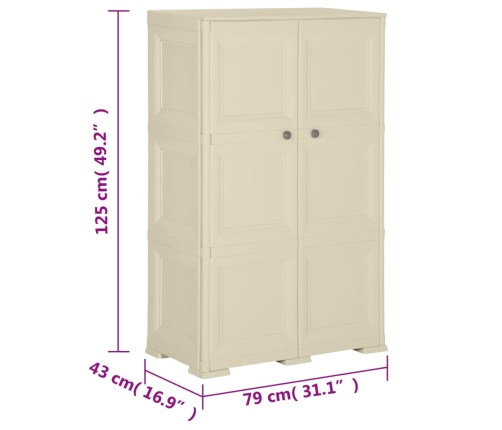 Armario de plástico diseño madera blanco angora 79x43x125 cm