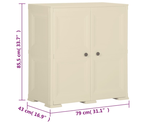 Armario de plástico diseño madera blanco angora 79x43x85,5 cm