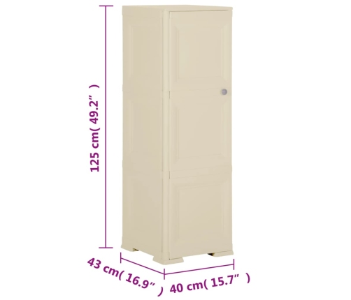 Armario de plástico diseño madera blanco angora 40x43x125 cm