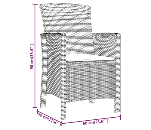 vidaXL Sillones de jardín 2 uds con cojines ratán PP color grafito