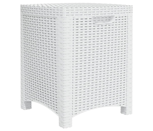 Caja de almacenaje de jardín ratán PP blanco 39x39x46 cm