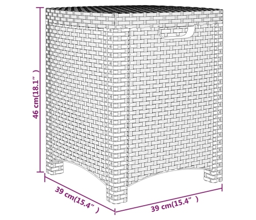 Caja de almacenaje de jardín ratán PP blanco 39x39x46 cm