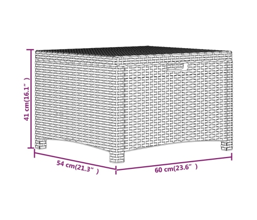 Caja de almacenaje de jardín ratán PP marrón 60x54x41 cm