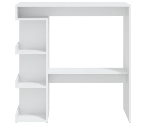 vidaXL Mesa bar estante almacenaje contrachapada blanco 100x50x101,5cm