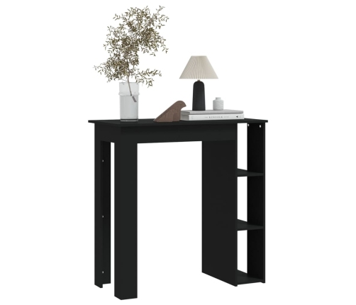 Mesa bar con estante madera contrachapada negro 102x50x103,5 cm