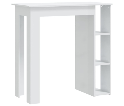 vidaXL Mesa bar con estante contrachapada blanco brillo 102x50x103,5cm