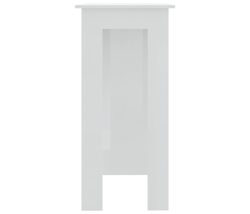 vidaXL Mesa bar con estante contrachapada blanco brillo 102x50x103,5cm