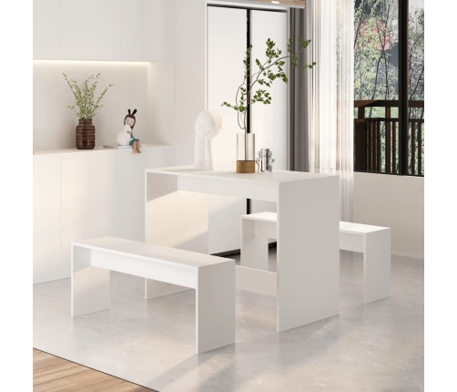 Juego de comedor 3 piezas madera contrachapada blanco