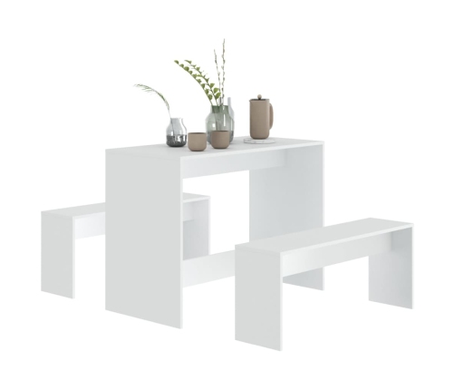 Juego de comedor 3 piezas madera contrachapada blanco