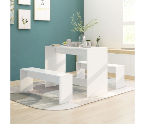 Juego de comedor 3 piezas madera contrachapada blanco