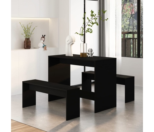 Set de muebles de baño 3 piezas madera de ingeniería negro