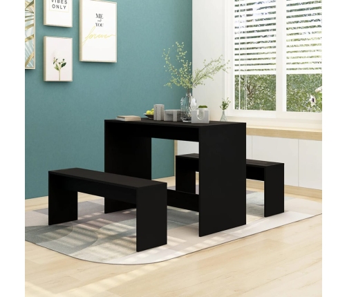 Set de muebles de baño 3 piezas madera de ingeniería negro