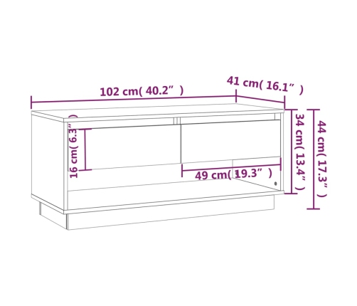 Mueble para TV madera contrachapada blanco 102x41x44 cm