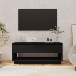 Mueble para TV madera contrachapada negro 102x41x44 cm